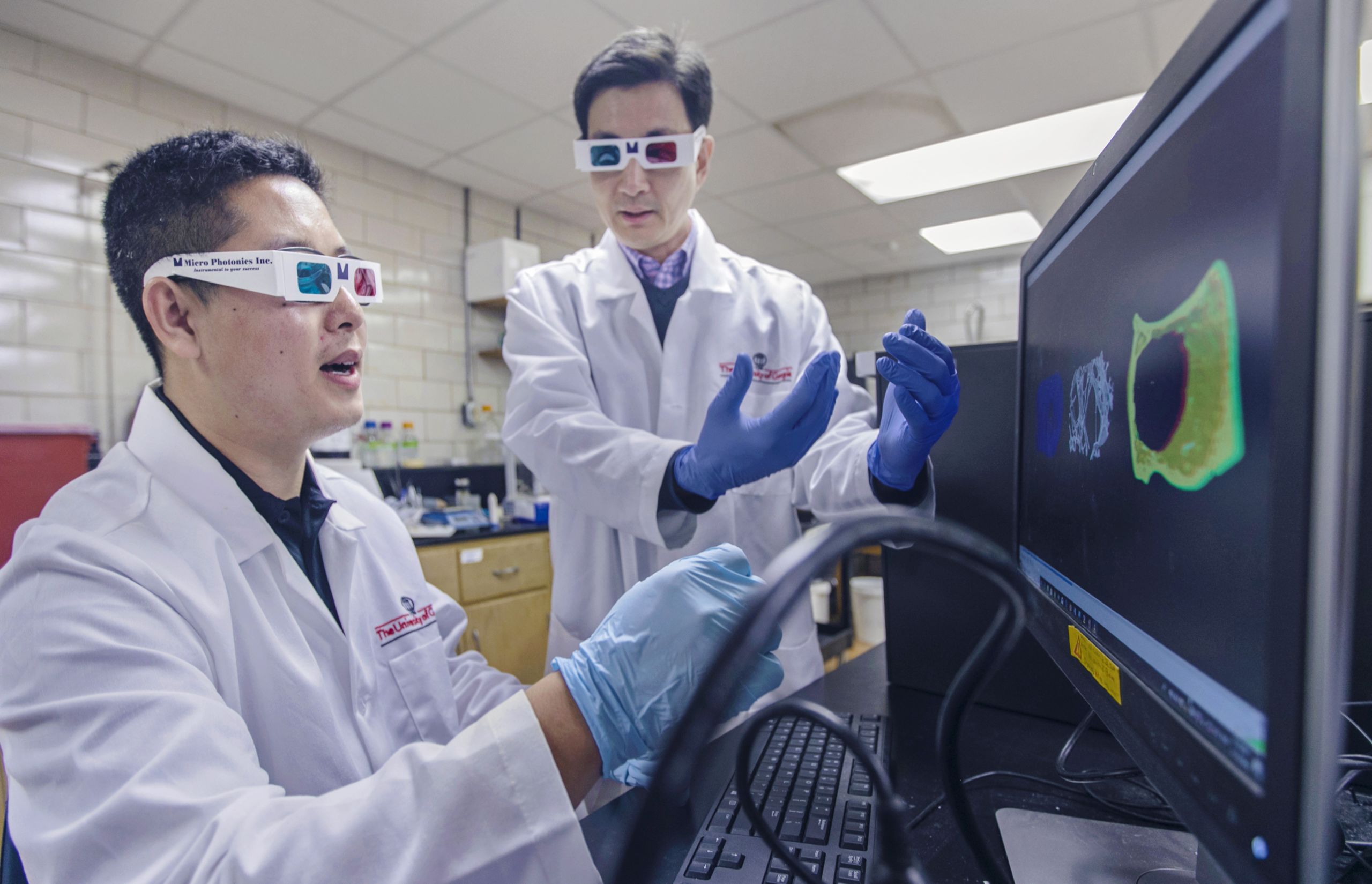 Dr. Woo Kim's lab uses an old technology – 3D glasses – to help visualize poultry bone density 