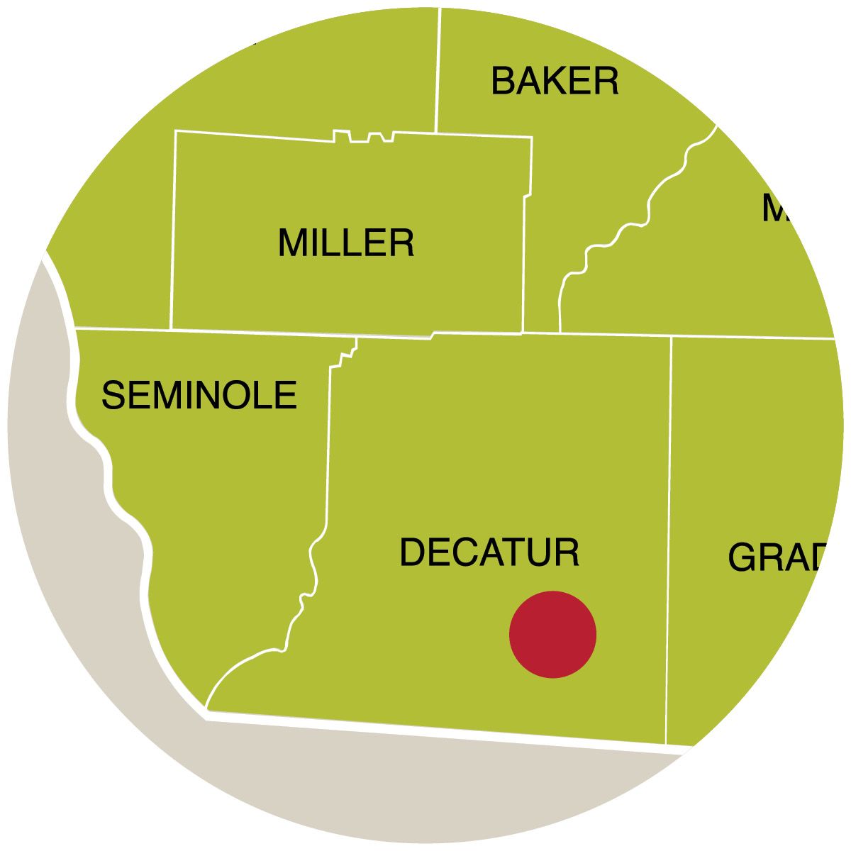 Inset of Georgia Map showing approximate location of AttapulgusR Research and Education Center